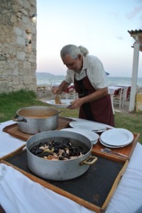 Master chef Christos dishes up yellowfin tuna and mussel risotto