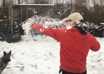 Adam Prout, Instructor, Fujian White Crane Kung Fu & Tai Chi Martial Arts Club (FWC Kung Fu), punches a snowball.