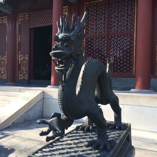 Bronze Dragon Statue at the Summer Palace in Beijing